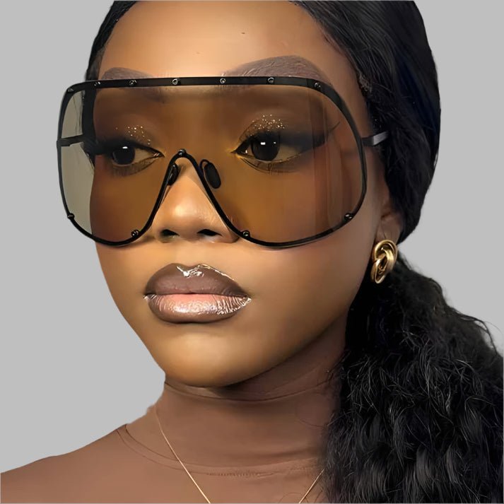 Unisex oversized steampunk sunglasses with bold designer frames and UV protection